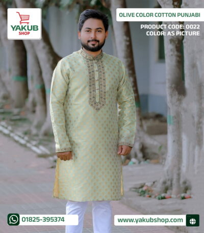 Olive color cotton Punjabi